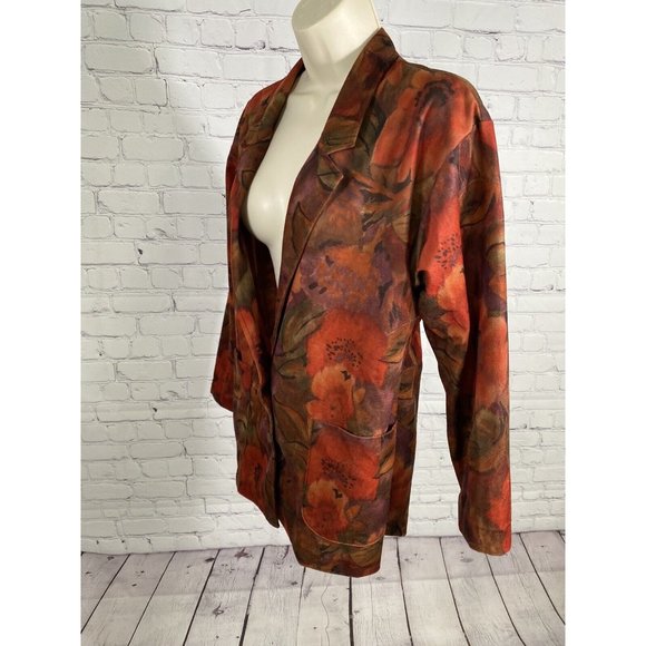 VTG GW Division Of Graff 80’s Floral Multicolor Two Button Blazer Jacket Women M - Picture 3 of 9